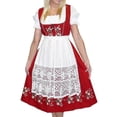 thumbnail image 2 of Dirndl Trachten Haus 3 Piece Long German Oktoberfest Dirndl Cotton Dress for Womens and Girls - Red, 2 of 12