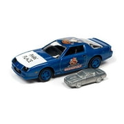 1985 Chevy Camaro with Token Monopoly 85th Anniversary, Blue - Johnny Lightning JLSP123/24 - 1/64 scale Diecast Model Toy Car