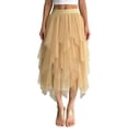 thumbnail image 2 of Womens Irregular Mesh Tulle Skirt High Waist Versatile Slimming Layered Tutu Skirt Champagne M, 2 of 7