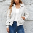thumbnail image 3 of Abrigo esponjoso Manga larga Bolsillos con puños acanalados Cremallera Cuello vuelto Chaqueta esponjosa para mujer Blanco S, 3 of 6