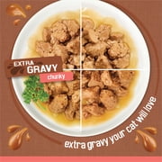 Purina Friskies Extra Gravy Beef, Chicken, Turkey, Salmon Chunky Wet Cat Food Variety Pack, 5.5 oz Cans (24 Pack)