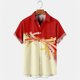 thumbnail image 2 of Camisas Vaqueras Para Hombre Manga Larga Top de camisa de manga corta con solapa y hebilla de impresión digital 3D de y ocio para hombre (Red, XXL), 2 of 5