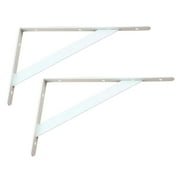 2Pcs/Set Floating Wall Shelf Brackets Metal Support Rack - White, 150x95x2mm