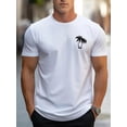 thumbnail image 2 of Sketch Style Palm Tree Pattern Top Casual Mid Stretch Short Sleeve Crew Neck Graphic T-shirt, Men's Tee For Summer Outdoor Tee For Adult, Men, Women, Teen, Teenager, Adolescent, Youth, 2 of 7