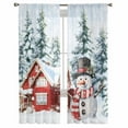 thumbnail image 2 of Snowman Christmas Sheer Curtains 63 Inches Long, Xmas Farmhouse Tree Snowflake Light Filtering Window Curtains for Living Room/Bedroom, Rod Pocket Voile Sheer Curtain Drapes, 52"W x 63"L, 2 Panels, 2 of 9