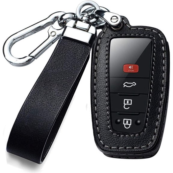 Key Fob Cover Compatible with Toyota Camry RAV4 Highlander Avalon C-HR Prius Corolla GT86 2017-2021 4 Button Keychain Case Holder Protector,Black