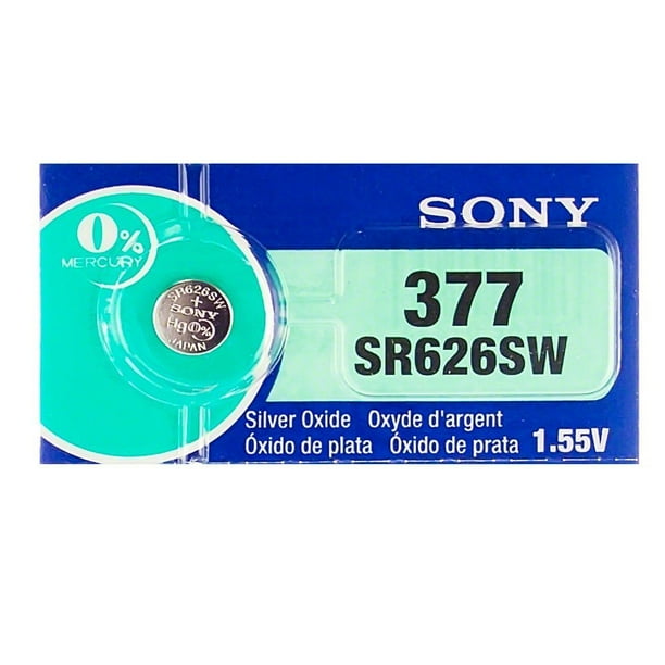 Sony 377 (SR626SW) 1.55V Silver Oxide 0Hg Mercury Free Watch Battery