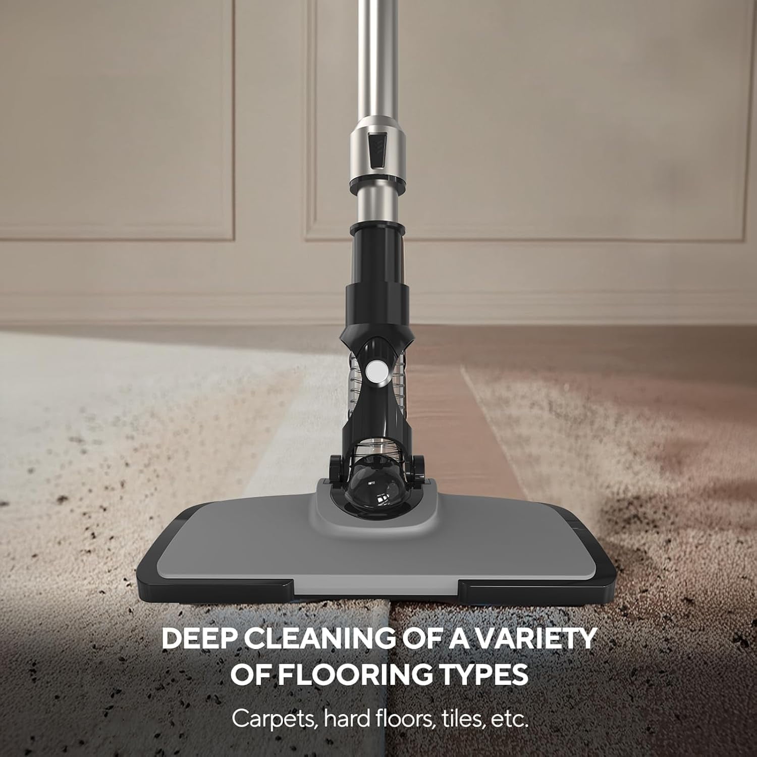 Cordless Vacuum Cleaner, 12000 Pa Powerful Stick Vacuum with Brushless Motor, LED Touch Display, 30 Mins Long Runtime, Self-Standing Lightweight Vacuum for Hard Floor Carpet Hair, Gray