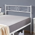 thumbnail image 4 of Bed FramesPlatform Bed with Headboard and Footboard Graceful Scroll Metal-Framed Bed for Dorm, Home, Ground Clearance: 12.6''/ Twin Bed/White, 4 of 5