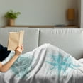 thumbnail image 3 of Compass Soft Flannel Fleece Throw Blanket, 4 Different Windrose with Faded Look Nautical Equipment Sea Life, Cozy Plush for Indoor and Outdoor Use, 50" x 70", Teal Beige White, by Ambesonne, 3 of 5