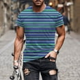 thumbnail image 2 of WRKEKC T-Shirts for Men Stripe Print Round Neck Short Sleeve Top T Shirt Comfortable Casual Wear Lightweight Breathable Fabric, 2 of 5