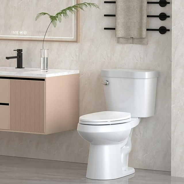 Yiwa Universal Height Siphonic Flush Toilet, 12” Rough-In, White
