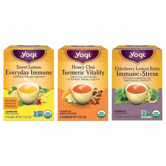 Yogi Tea Immunity Variety pack Tea Sampler, Herbal Tea Bags, 3 Boxes of 16