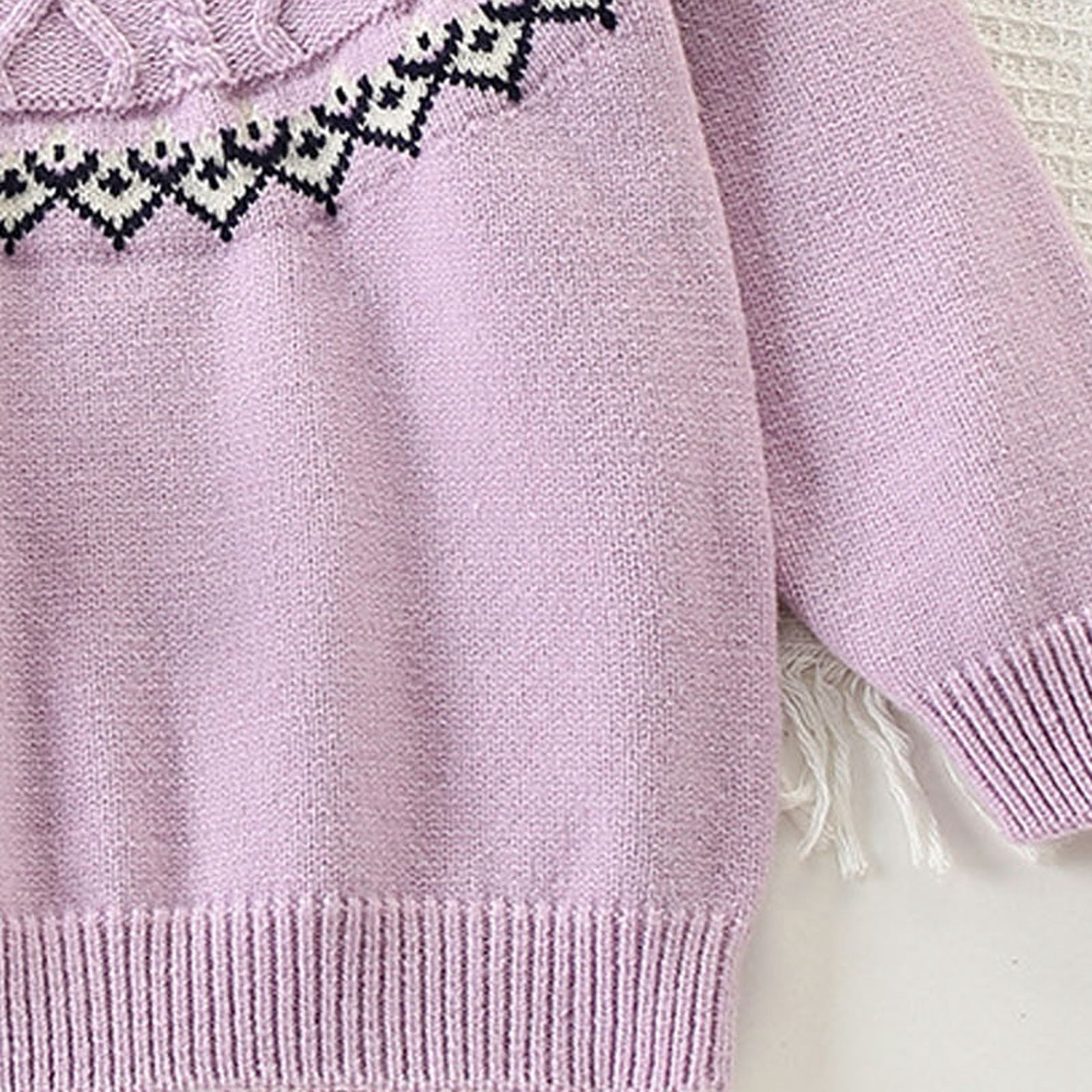 SERTGUTR Girls Fair Isle Sweater Crew Neck Long Sleeve Cable Knit Pullover Ribbed Trim Cozy Vintage Patterned Everyday School Winter Pullover