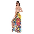 thumbnail image 3 of FORMRS Womens Long Sarong Beach Wrap Semi-Sheer Bikini Skirt Bathing Swimsuit Cover Up, Cartoon Flowers, 3 of 7