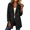 Black, variant on Women's Jacket Solid Color Wool Mid Coat Turndown Collar Button Cold Layering Jacket