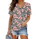 thumbnail image 2 of Camiseta de manga corta plisada elástica con cuello en V y estampado floral de talla grande para mujer OAVQHLG3B Store lin121212, 2 of 4