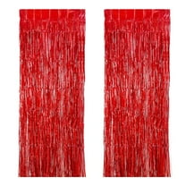 Foil Curtain Backdrop Red Metallic Tinsel Foil Fringe Curtains Photo Booth Props for Birthday Wedding Engagement Shower-1*2.5M