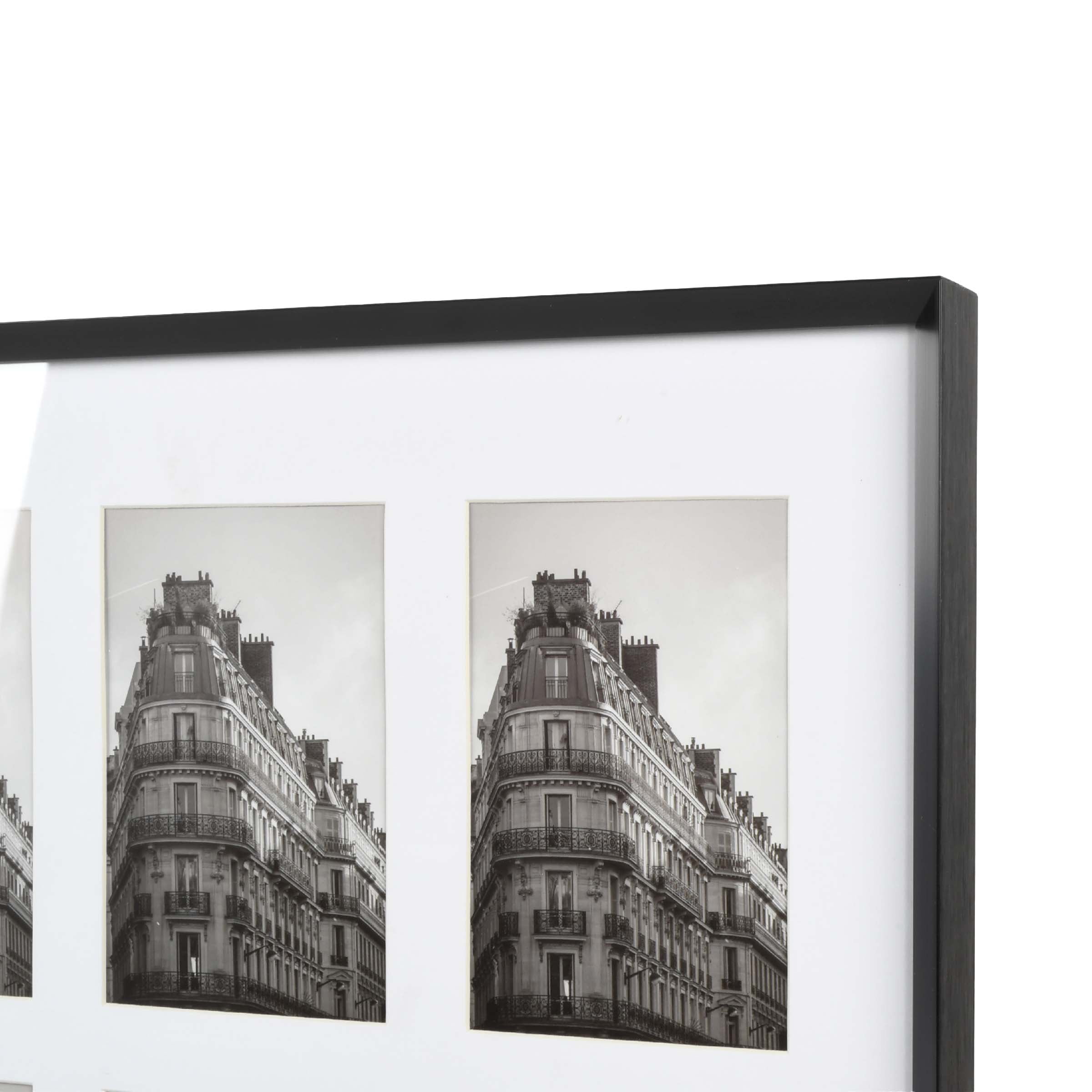 Prinz 6-Opening for 4"x6" Photos- Wall Hanging Beveled Metal Picture Frame Collage - Black