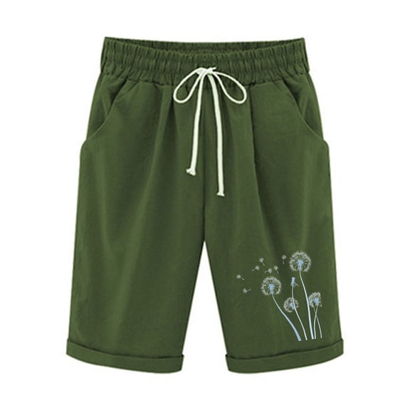 HomeGardon Shorts for Women Elastic Waist Printing Drawstring Shorts,S-XXL