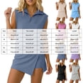 thumbnail image 3 of OJSFQUFP Women Soild Color 2 Pc Skirt Sets Summer Sleeveless Half Zip Sweatshirt Sport Outfits Casual Sweatsuits, 3 of 6