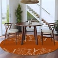 thumbnail image 6 of Burnt Orange Fall Round Area Rug 5ft Washable Large Round Rug for Living Room, Non-Slip Circle Rugs for Dining Room, Thanksgiving Eucalyptus Leaves Abstract Floor Carpet for Bedroom Entryway Office, 6 of 8