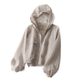 thumbnail image 2 of Qzwdhjm Hoodie Sun Jacket for Women Lightweight Long Sleeve Jackets Solid Quick Dry Full Zip Tops Summer Outdoor Jackets with Pocket, 2 of 9