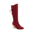 thumbnail image 2 of Bnwani Boots for Women Knee High Thick Chunky Knee-High Solid Knight Boot Red Size 8.5, 2 of 8