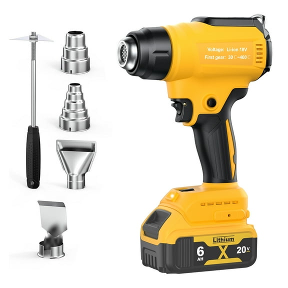Powtree Cordless Heat Gun Compatible with DEWALT 20V Battery Max 752°F (400°C) Heat Gun with 1Pack DCB200 20V 8000mAh Battery