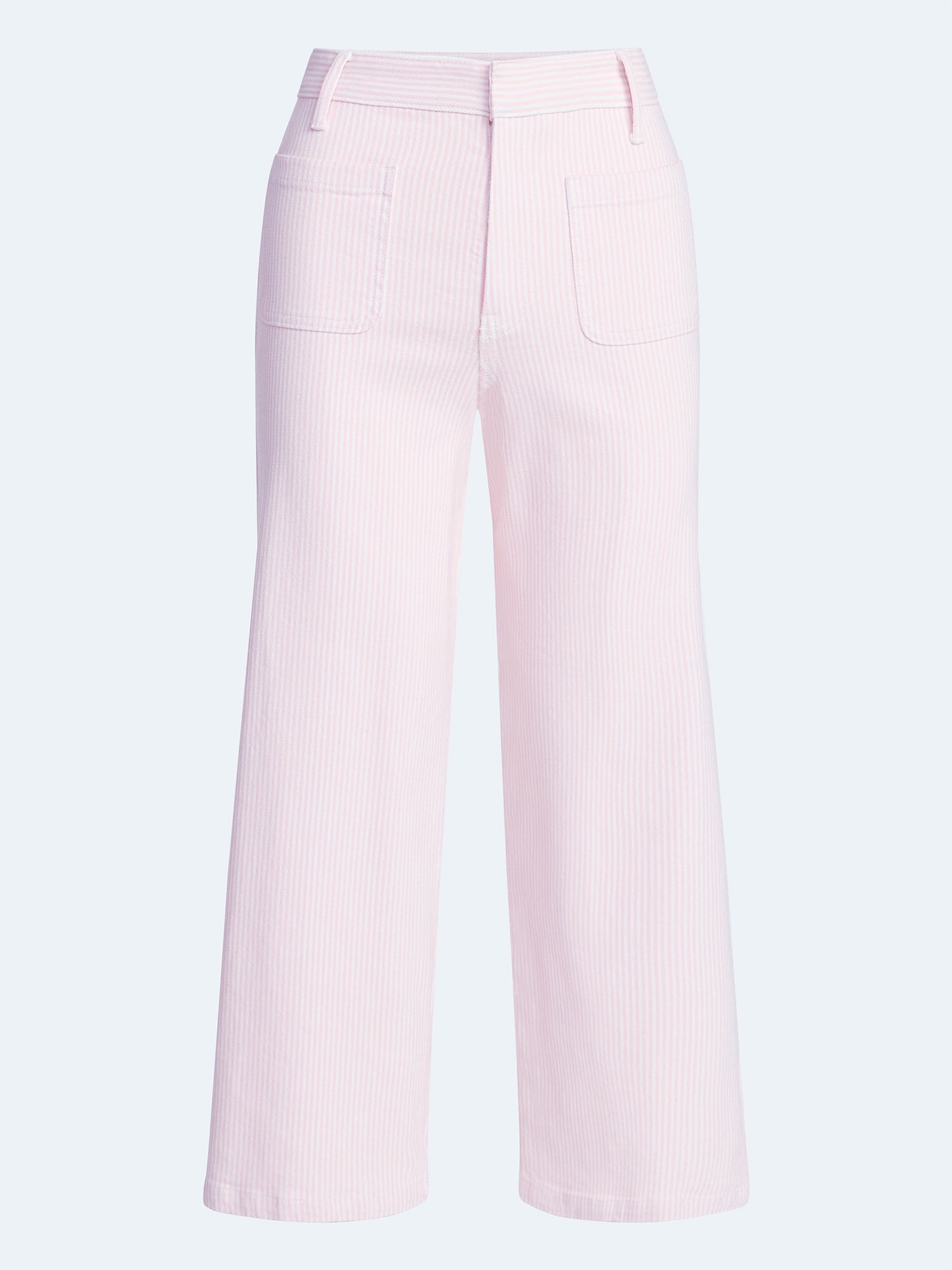 Free Assembly Women's High Rise Cropped Patch Pocket Seersucker Pants, 26" inseam, Sizes 0-20