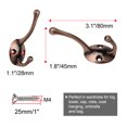 thumbnail image 2 of Dual Hooks Zinc Alloy Hooks Coat Hat Double DIY Robe Hooks Clothes Hanger Storage Holder 2pcs, Copper Tone, 2 of 7
