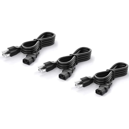 can 3 Pack 4FT(1.2m) TV Power Cord, 3 Prong AC Power Cord Replacement for Vizio LG Samsung Panasonic Dynex Sharp Philips Toshiba LCD Plasma TV Power Supply Cable(NEMA 5-15P to IEC 60320 C13)
