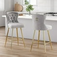 thumbnail image 2 of Bar Stools Set of 2, Velvet Counter Height Bar Stools with Metal Legs, Button Tufted and Nailheads Trim, Wing-Back Bar Chairs for Kitchen Island Dining Room Pub, 2 of 7