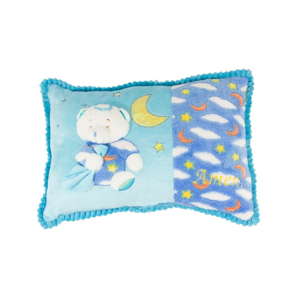 Almohada Cojín De Peluche Para Bebé Oso Cobija Azul Importadora La