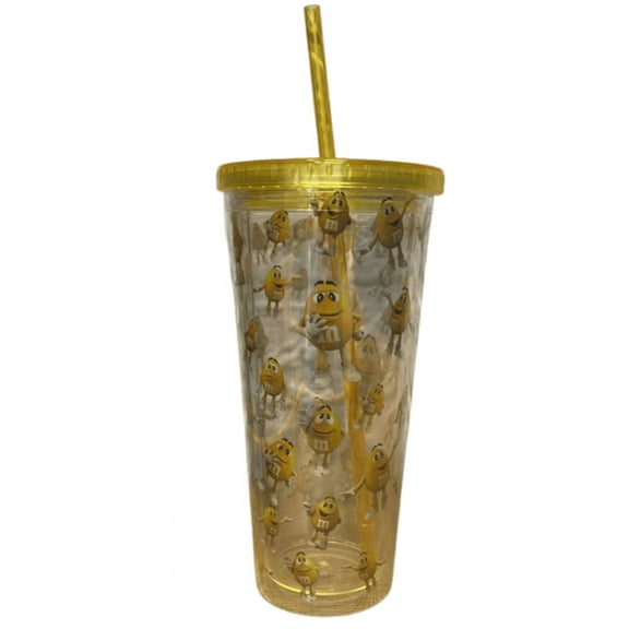 M&M's World Yellow Character Moods Tumbler With Straw New with Tag