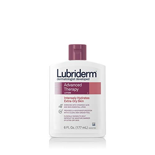 Lubriderm Lotion Hydratante de Thérapie Avancée avec Vitamines E et B5, Hydratation en Profondeur pour une Peau Très Sèche, Formule Non Grasse, 6 oz.