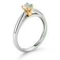 thumbnail image 3 of Gem Stone King 925 Silver and 10K Yellow Gold Ring White Simulated Opal Solitaire Engagement Ring for Women (0.25 Cttw, Gemstone October Birthstone, Round Cabochon 4MM, Size 5), 3 of 4
