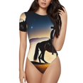 thumbnail image 1 of Cauagu Ciel Azur Western Désert Cowboy T-Shirts à Col Rond Manches Courtes pour Femmes Combinaison Quotidienne-Grand, 1 of 7