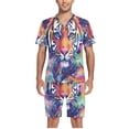 thumbnail image 5 of joogoo Men's Pajama Set Abstract Tiger V-Neck Pj Shorts Set 2 Piece Loungewear Sleepwear S, 5 of 7