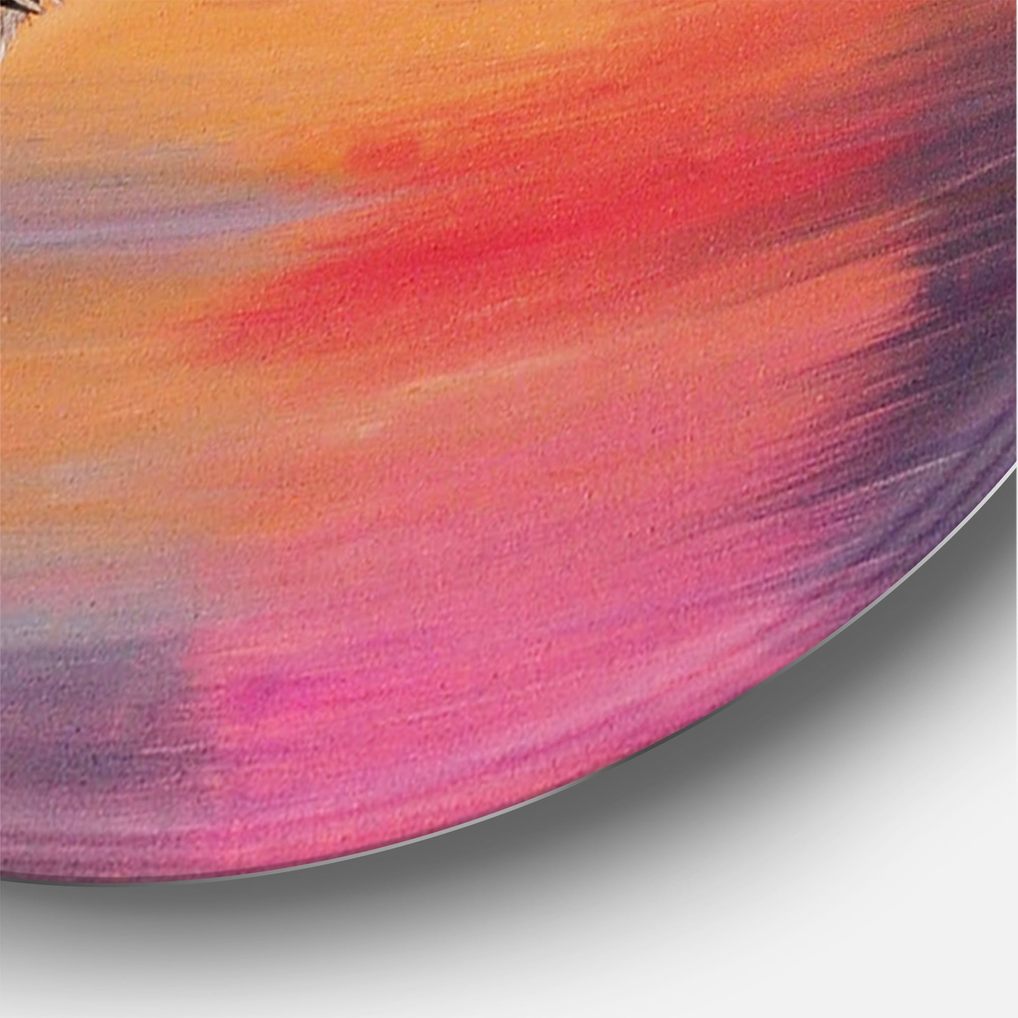 Designart 'Crane Birds Flying During Colorful Sunset' Nautical & Coastal Circle Metal Wall Art 29x29 - Disc of 29