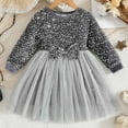 thumbnail image 2 of Odeerbi Kids Girls Sequin Sparkly Tulle Dress Spring Fall Long Sleeve Cute Bow Princess Dresses Kids Solid Color Glitter Bowknot Birthday Dress Kids Girls Clothes, 2 of 9