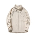 thumbnail image 2 of WREESH Men's Fall Button Down Shirts Casual Fashion Corduroy Turn-Down Collar Button Long Sleeve Shirts for Men's Pocket Tops Beige, 2 of 5