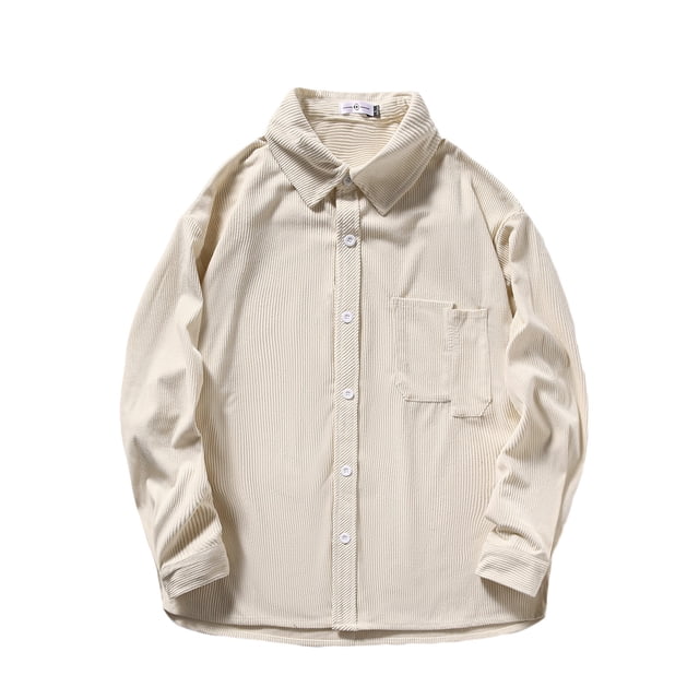 Blusa y camisa de manga larga con cuello vuelto para hombre, blusa informal de pana a la moda con botones y cuello vuelto, blusa de manga larga para hombre
