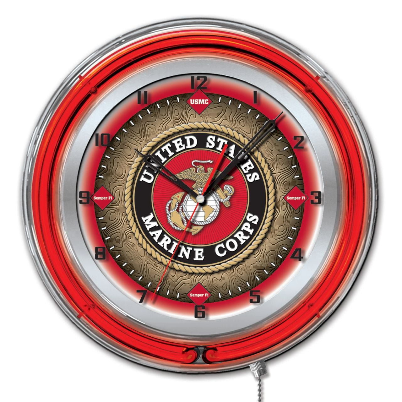 Holland Clk19 02 United States Marine Corps 19" Double Neon Wall Clock