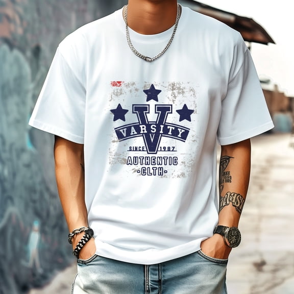 Men's T Shirt Round Neck Patterned Tee Summer New Sports Shirt Vintage Style Gift for Friends XS