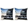 thumbnail image 1 of Ambesonne Vintage Car Throw Pillow Cover 2 Pack, Fifties Wheels Print, 16", Beige and Blue, 1 of 6