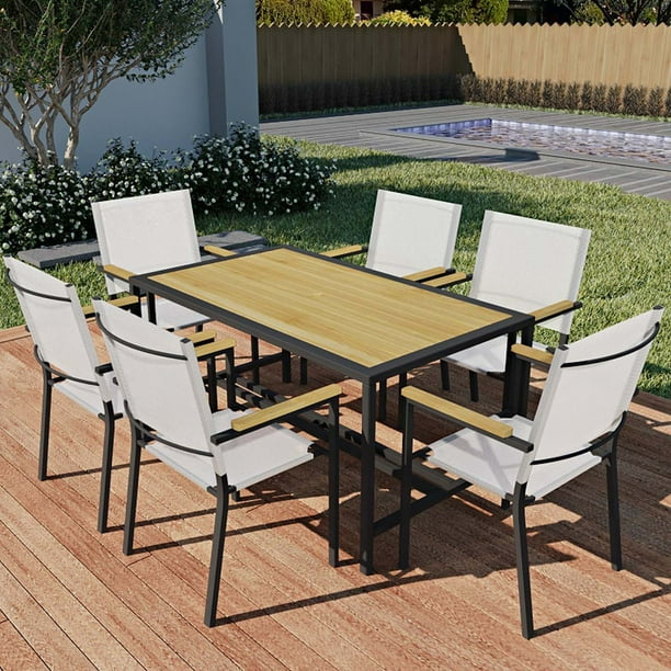 7 Pieces Outdoor Furniture Set, BTMWAY Modern Outdoor Patio Dining Sets
