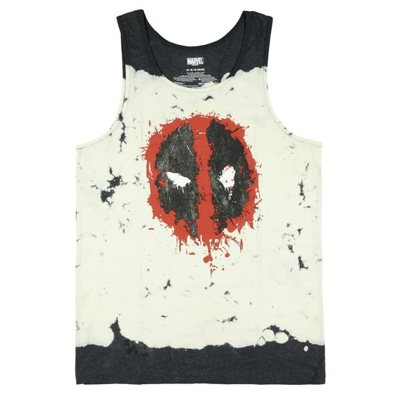 Marvel Deadpool Men's Sleeveless T-Shirt Ink Splatter Face Design Adult Tie-Dye Muscle Tee Tank Top