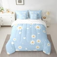 thumbnail image 2 of Feelyou Rustic Groovy Flower Twin Bedding Sets 7-Piece for Kids, Romantic Love Heart Bedding Comforter Set, Blue Cartoon Theme Sheet Sets, Luxury Bedroom Decor, 2 of 7