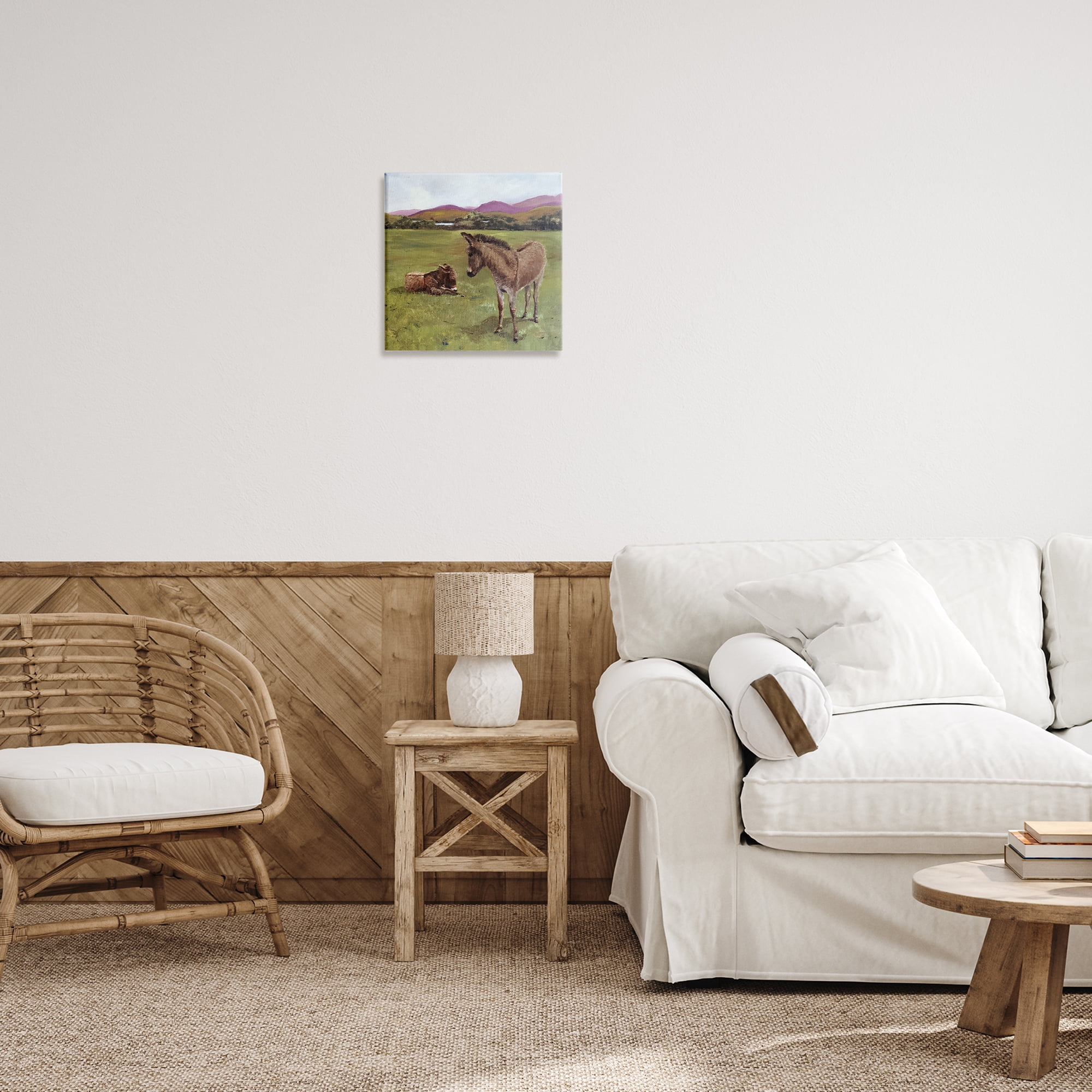 Donkey Duo in Pasture Canvas Wall Art, design by Patricia Reynolds